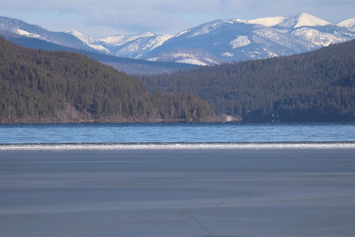 Mountain and lake landscape near Whitefish, Montana